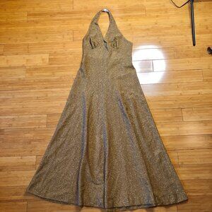 Vintage Gold Sparkly Disco Dress  New Years Holiday Party Dress 70s 80s Retro